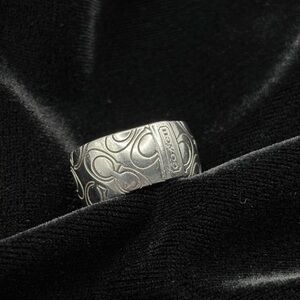 Coach Embossed Silver Ring